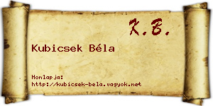 Kubicsek Béla névjegykártya